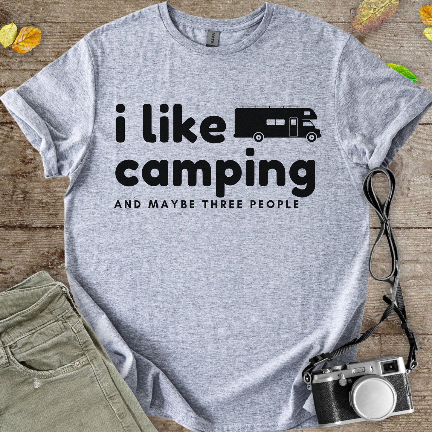 I Like Camping and Maybe Three People Graphic T-Shirt - Camping Shirt Camp Vibes Collective