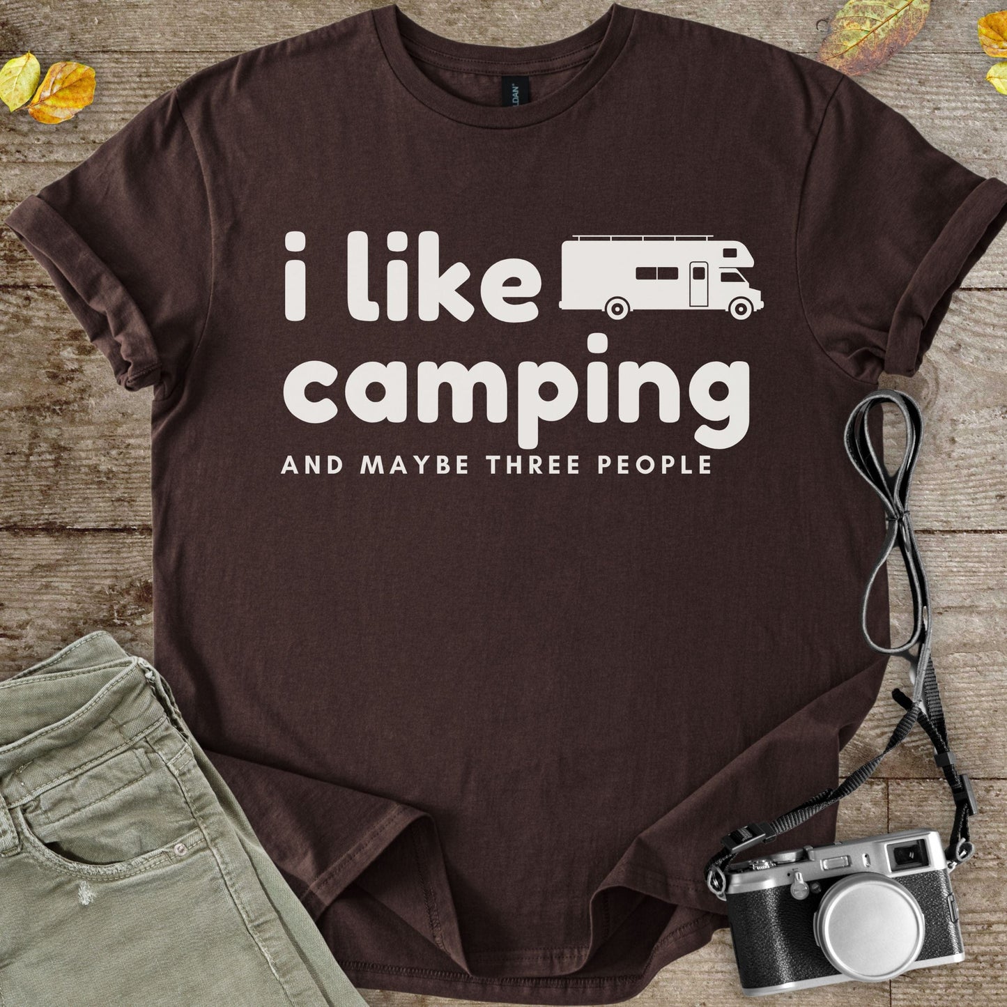 I Like Camping and Maybe Three People Graphic T-Shirt - Camping Shirt Camp Vibes Collective