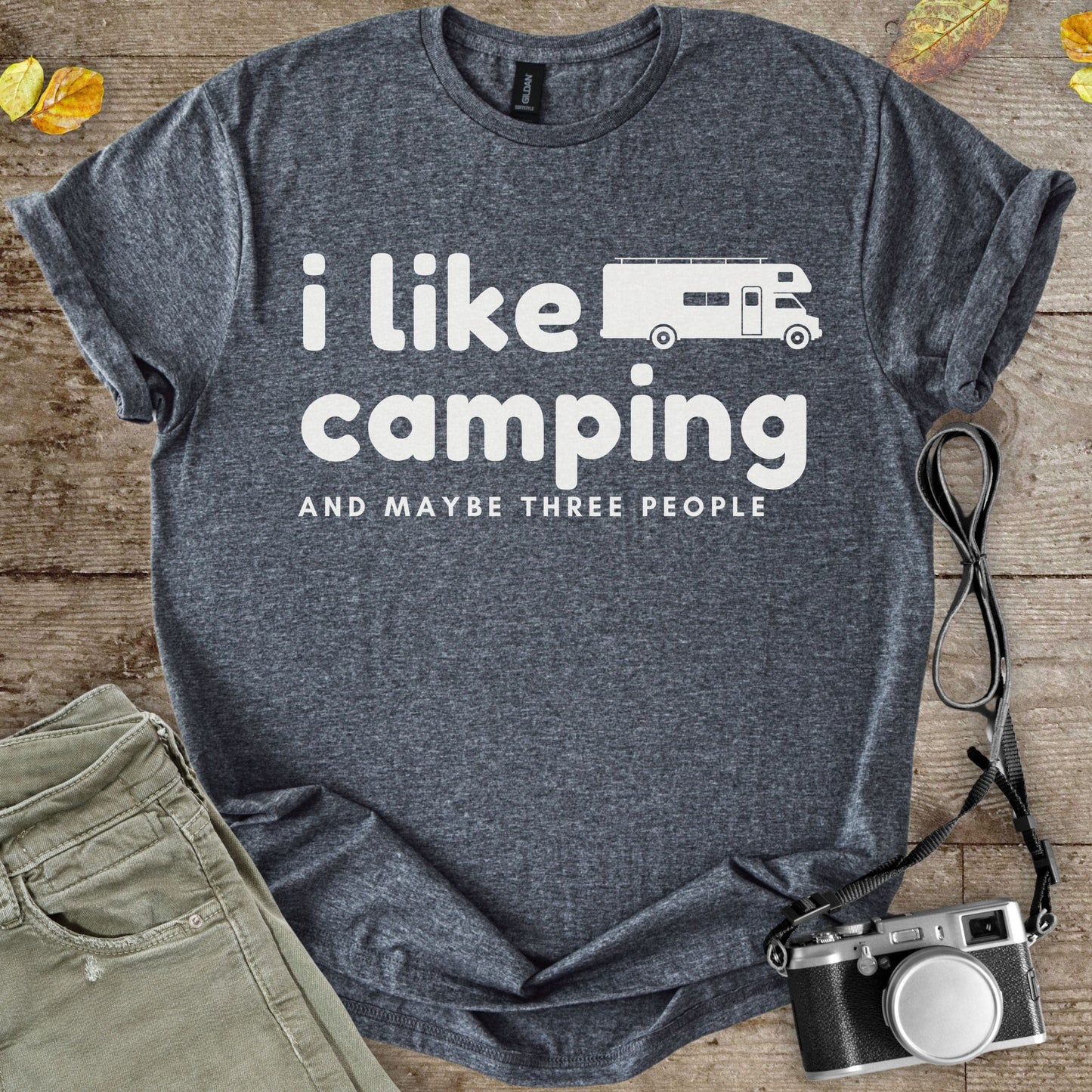 I Like Camping and Maybe Three People Graphic T-Shirt - Camping Shirt Camp Vibes Collective