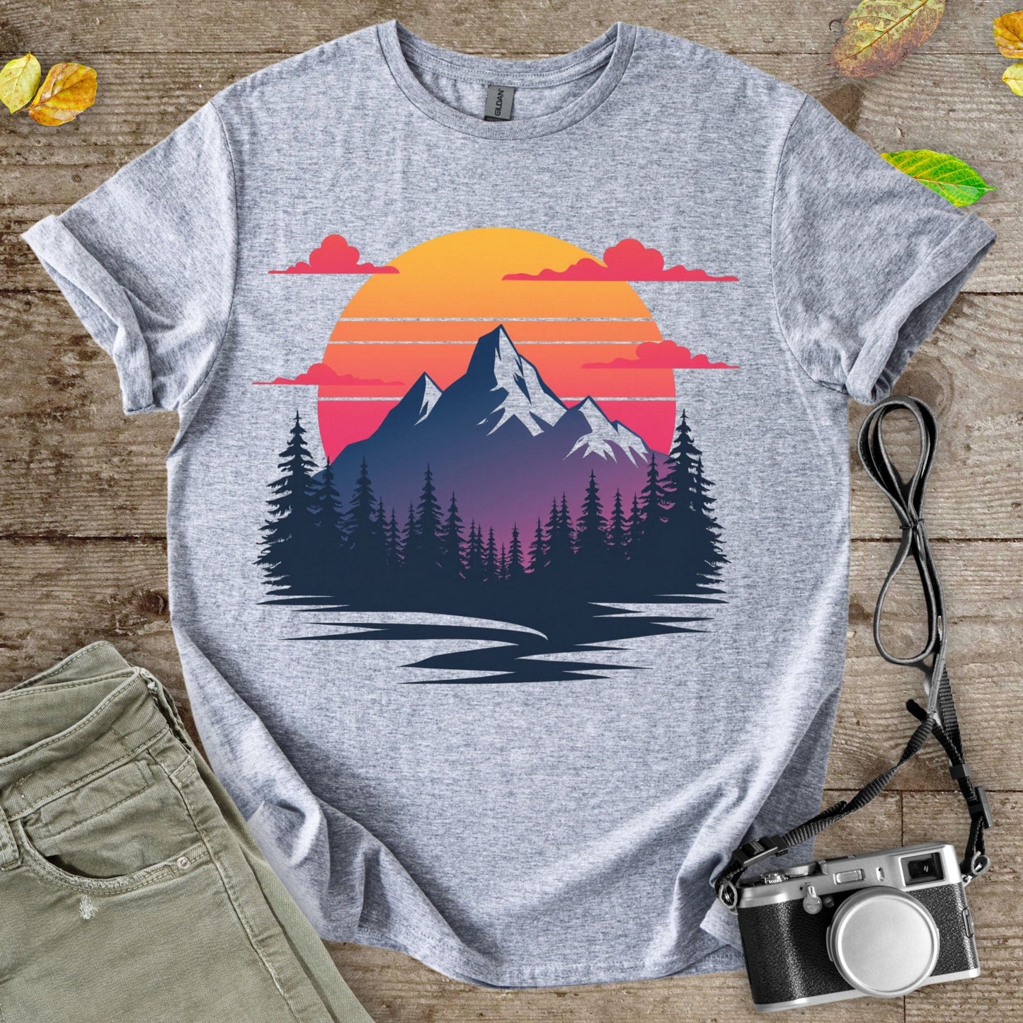 Retro Mountains Graphic T-Shirt - Camping Shirt Camp Vibes Collective