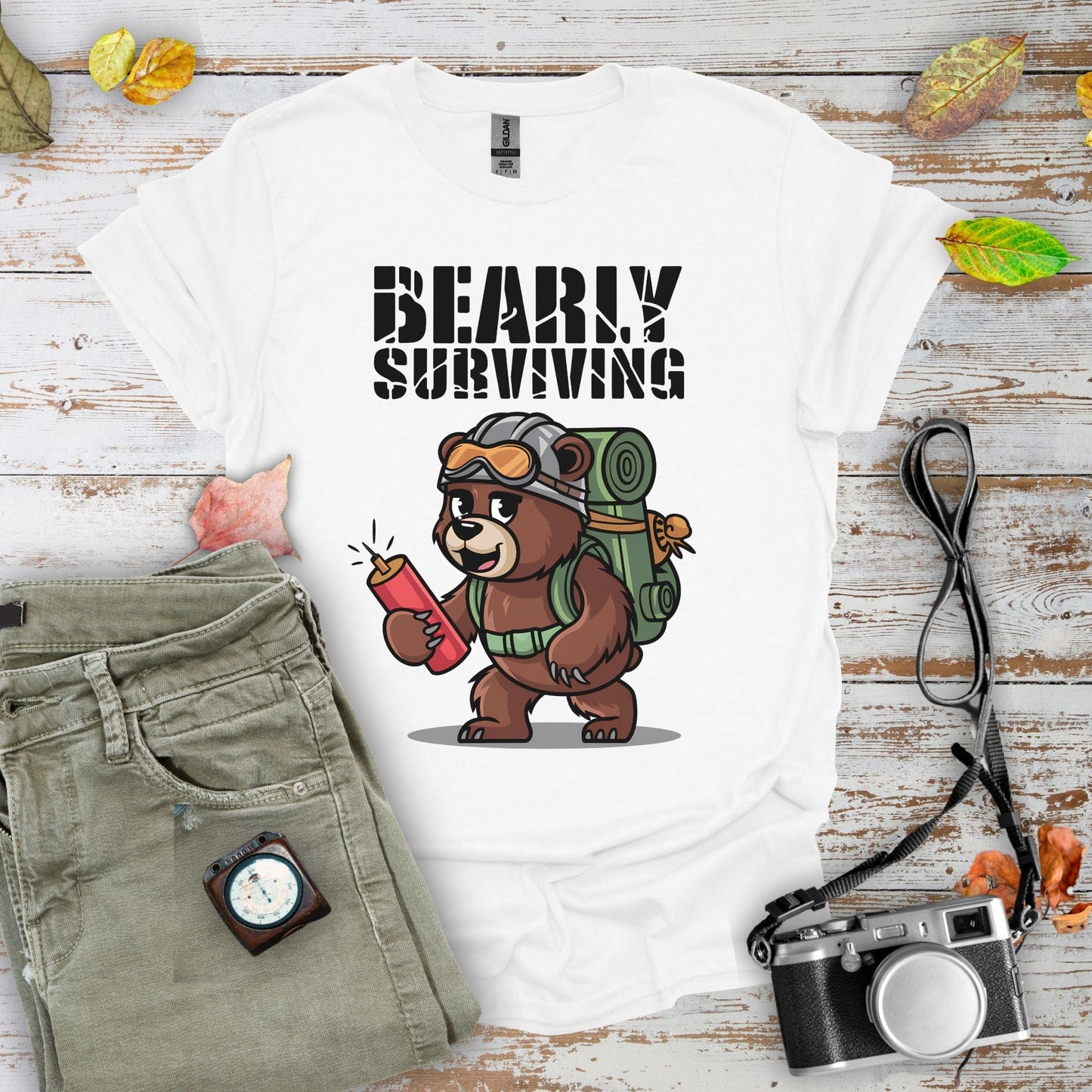 Bearly Surviving Graphic T-Shirt - Camping Shirt Camp Vibes Collective