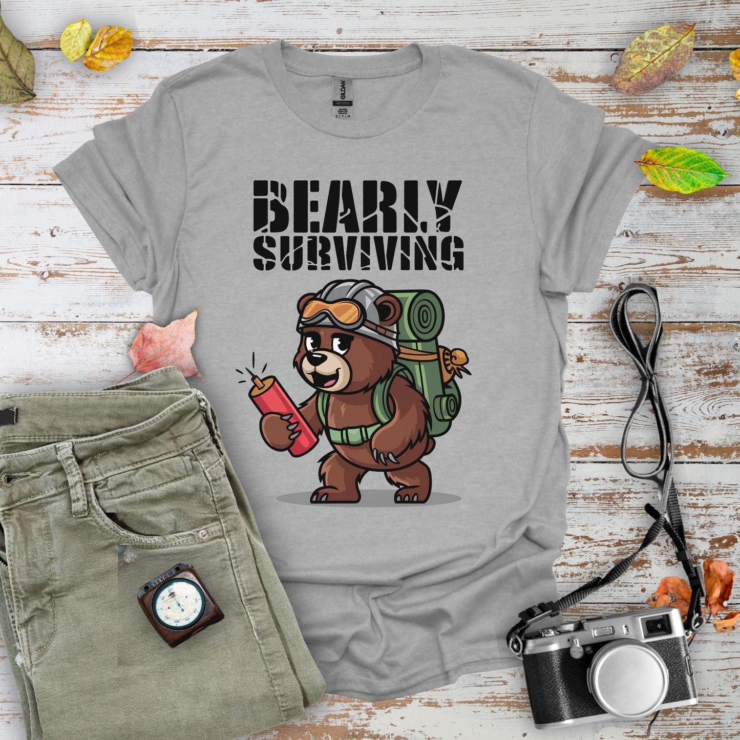 Bearly Surviving Graphic T-Shirt - Camping Shirt Camp Vibes Collective