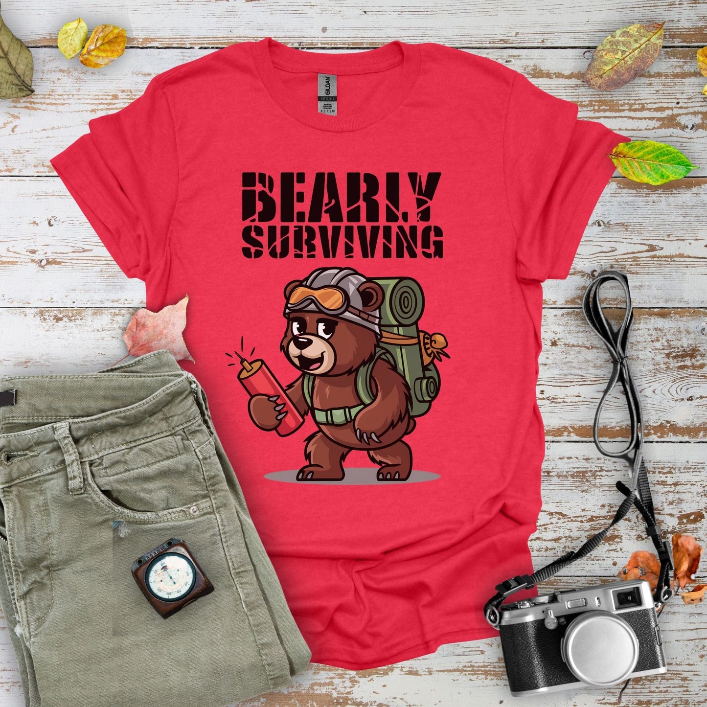 Bearly Surviving Graphic T-Shirt - Camping Shirt Camp Vibes Collective