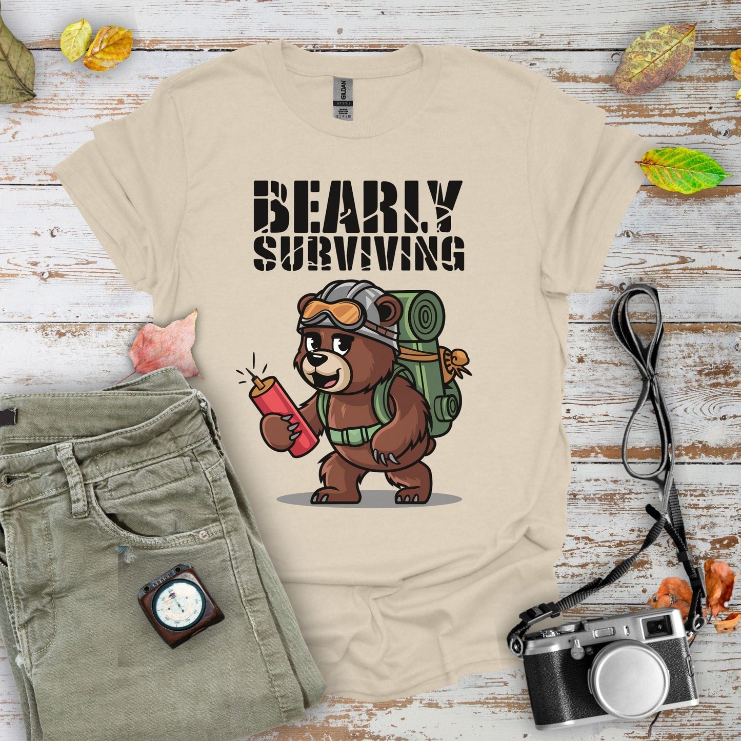 Bearly Surviving Graphic T-Shirt - Camping Shirt Camp Vibes Collective