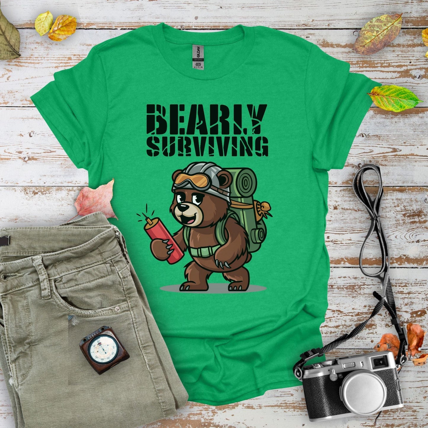 Bearly Surviving Graphic T-Shirt - Camping Shirt Camp Vibes Collective