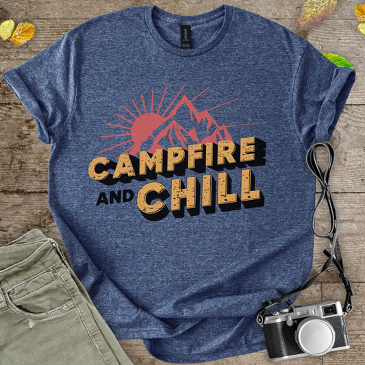 Campfire and Chill Graphic T-Shirt - Camping Shirt Camp Vibes Collective