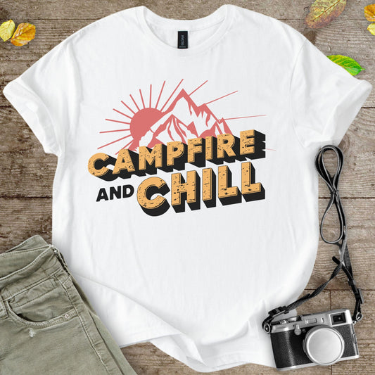 Campfire and Chill Graphic T-Shirt - Camping Shirt Camp Vibes Collective