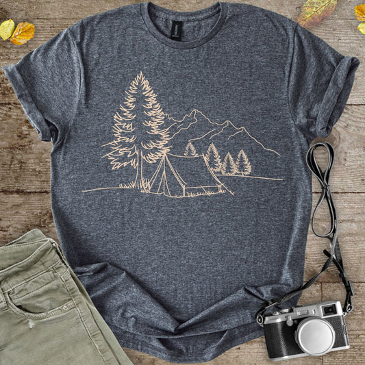 Minimalist Camping Graphic T-Shirt - Camping Shirt Camp Vibes Collective