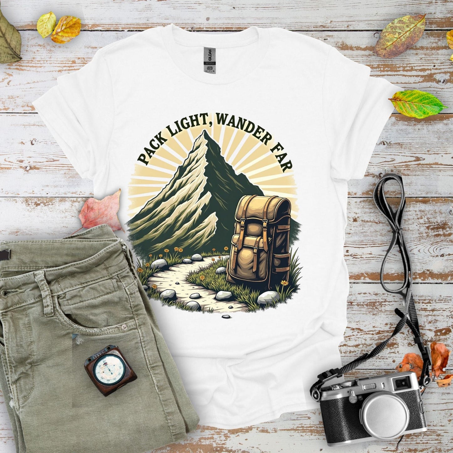 Pack Light Wander Far Graphic T-Shirt - Camping Shirt Camp Vibes Collective