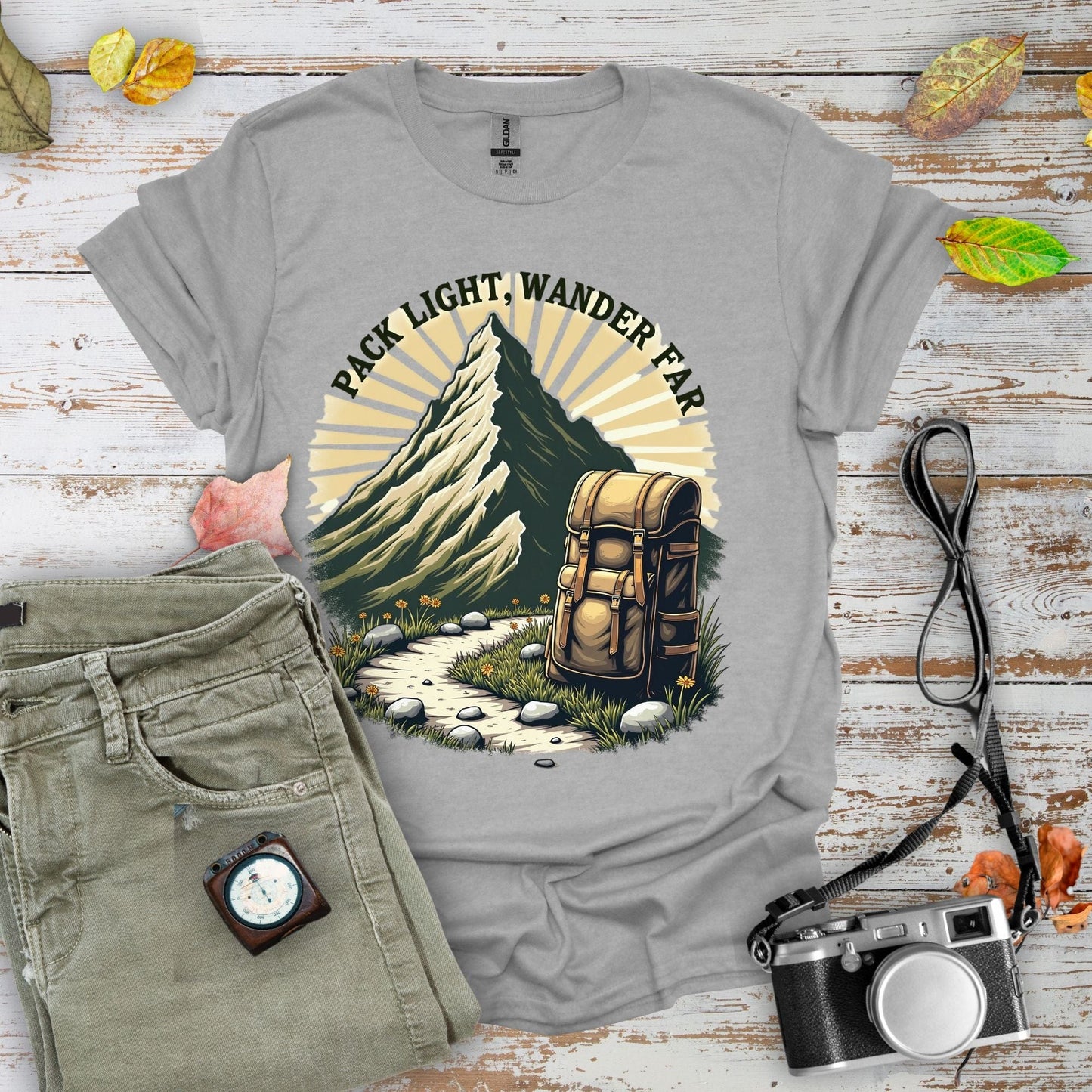 Pack Light Wander Far Graphic T-Shirt - Camping Shirt Camp Vibes Collective