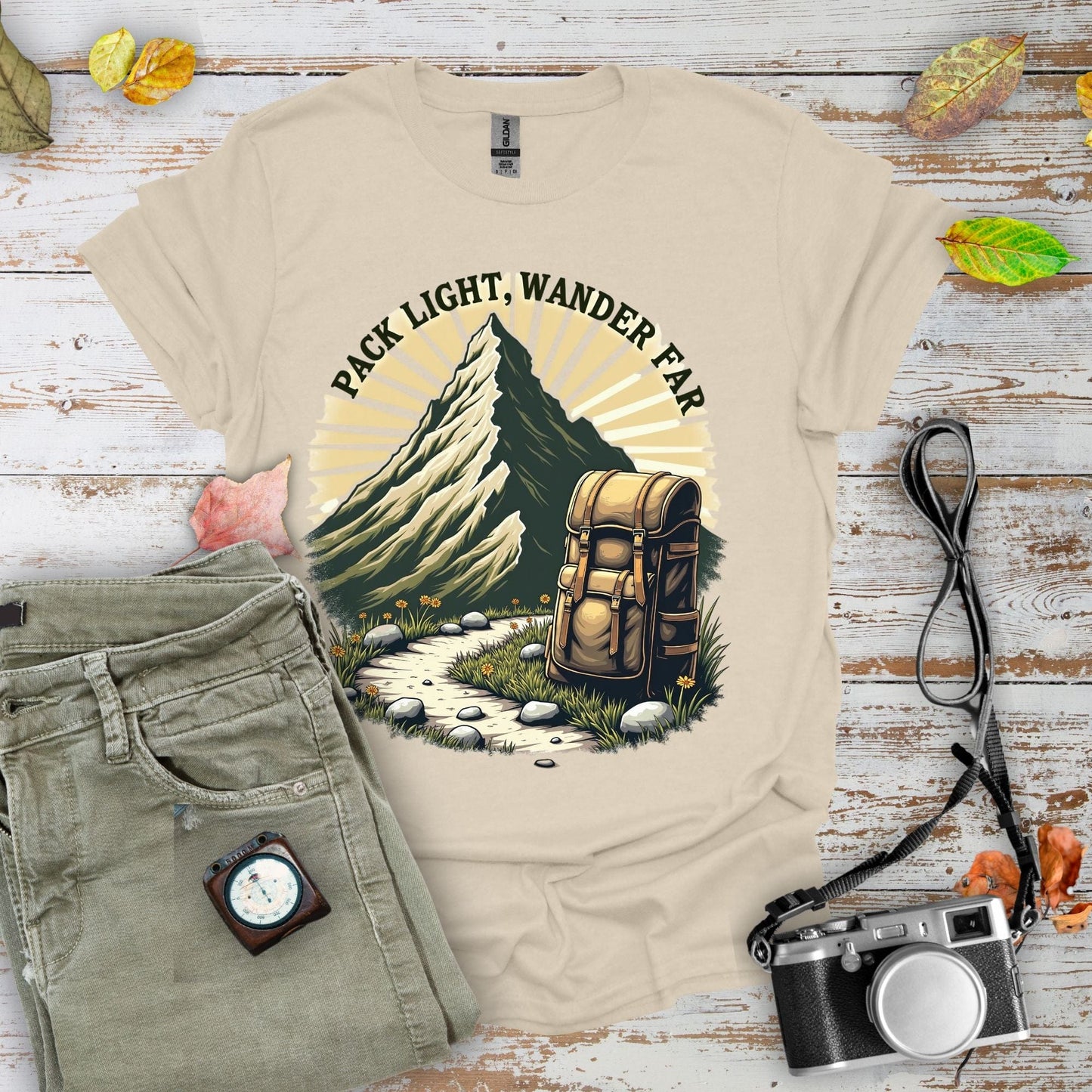 Pack Light Wander Far Graphic T-Shirt - Camping Shirt Camp Vibes Collective