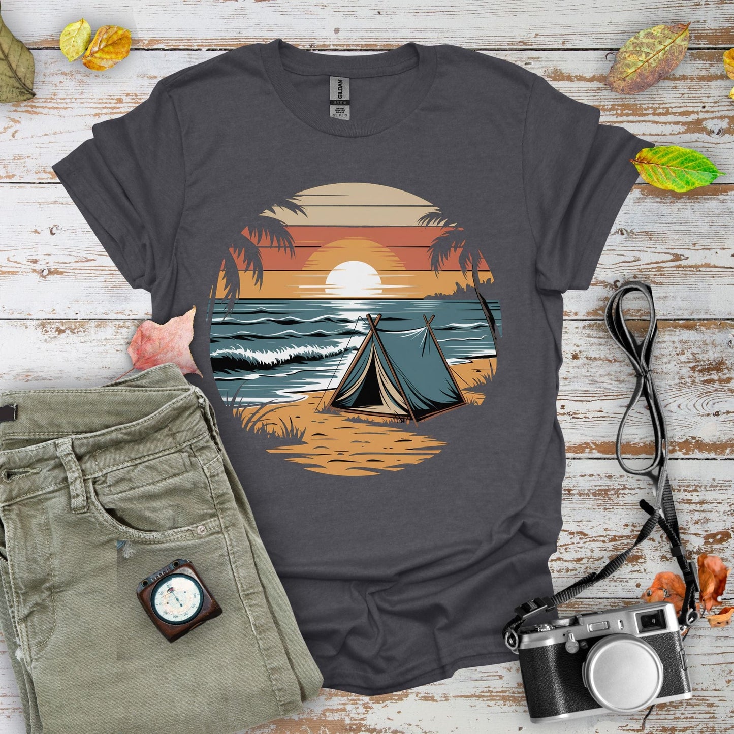 Waves & Wilderness Camping Graphic T-Shirt - Camping Shirt Camp Vibes Collective