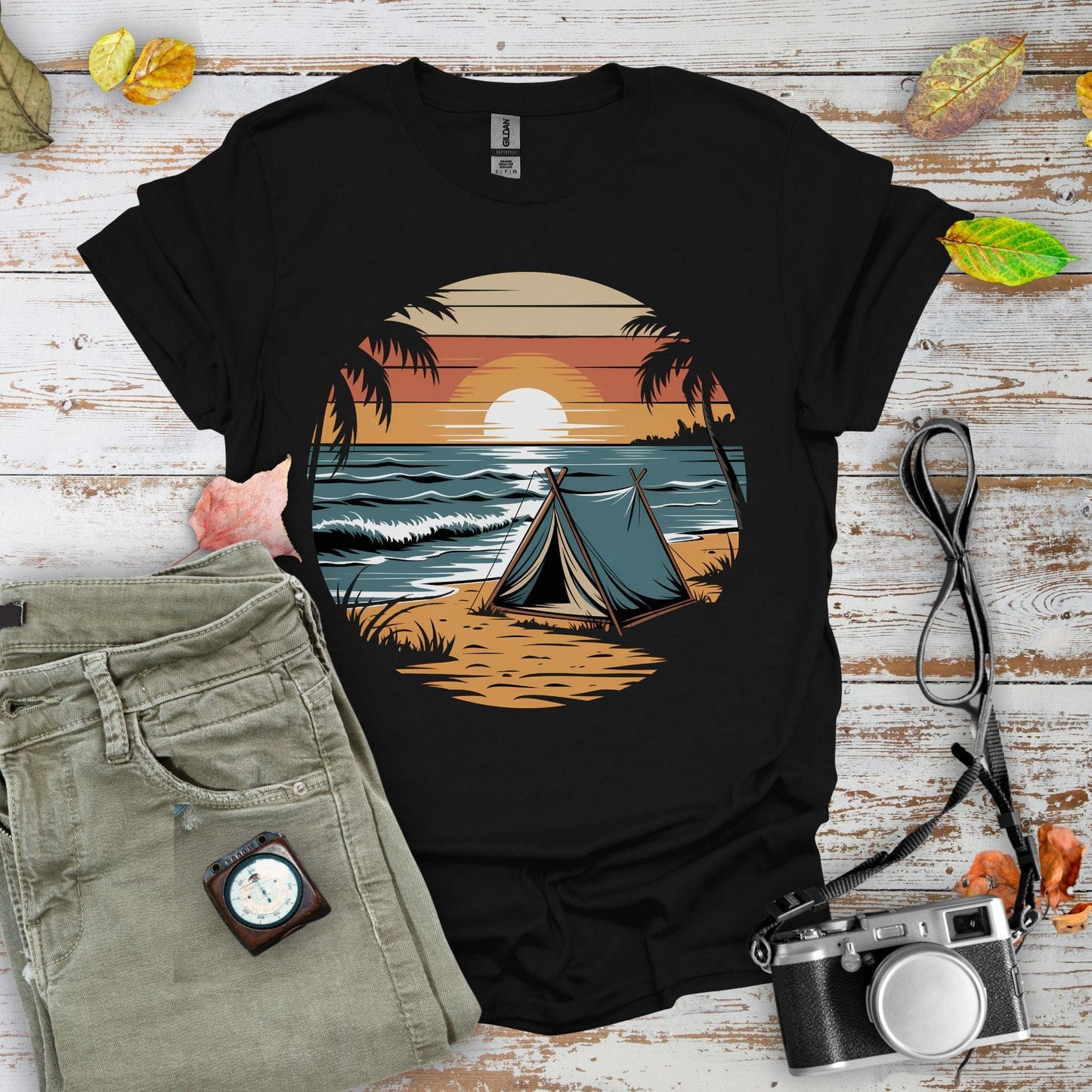 Waves & Wilderness Camping Graphic T-Shirt - Camping Shirt Camp Vibes Collective