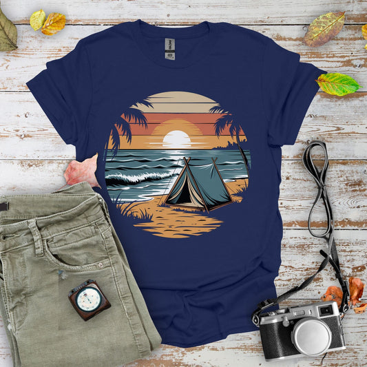 Waves & Wilderness Camping Graphic T-Shirt - Camping Shirt Camp Vibes Collective